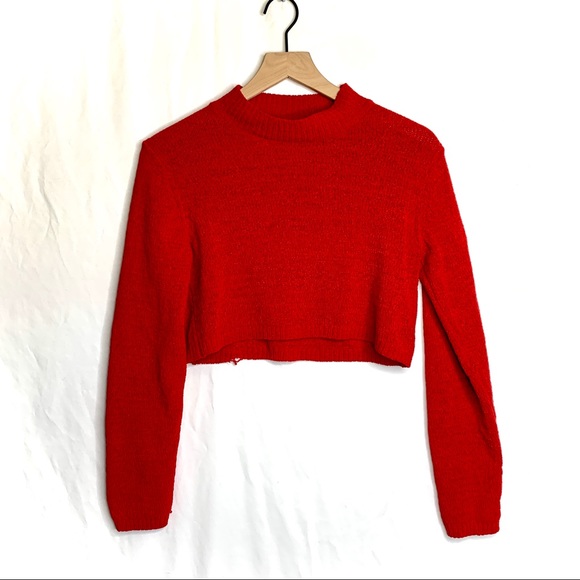 ☀️ Cropped red sweater long sleeve M wild fable - Picture 2 of 6